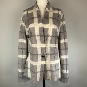 Marc Cain Plaid Mohair Jacket with Jewel Button